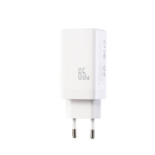 Charger Joyroom JR-TG10 GaN 65W 2xUSB-C / USB-A + USB-C to USB-C 100W 1.2m cable white Charger Joyroom JR-TG10 GaN 65W 2xUSB-C / USB-A + USB-C to USB-C 100W 1.2m cable white