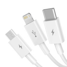 Cable Baseus Superior from USB to microUSB+Lightning+Type-C 3.5A 1.5m white CAMLTYS-02