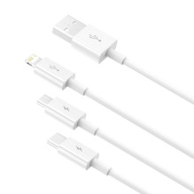 Cable Baseus Superior from USB to microUSB+Lightning+Type-C 3.5A 1.5m white CAMLTYS-02