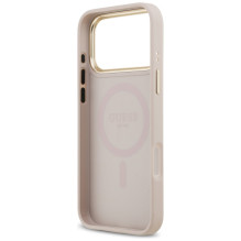 „Guess Peony Hot Stamp MagSafe“ dėklas, skirtas „iPhone 17 Pro Max“ – rožinis