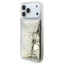 „Guess Liq. Glitter 4 Charms“ dėklas, skirtas „iPhone 17 Pro Max“ – auksinis