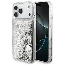 „Guess Liq“ dėklas. Blizgantys pakabukai, skirti „iPhone 17 Pro Max“ - sidabrinis