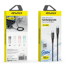 USB cable Awei CL-182C USB-C to USB-C 1.0m black USB cable Awei CL-182C USB-C to USB-C 1.0m black
