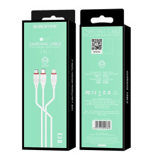 USB cable Borofone BX17 3in1 microUSB-Lightning-Type-C white