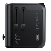 Universal travel charger Choetech PD5008 30W USB-C / 3xUSB-A black Universal travel charger Choetech PD5008 30W USB-C / 3xUSB-A black