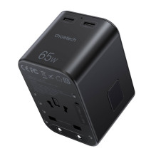 Universalus kelioninis įkroviklis Choetech PD5009 65W 2xUSB-C / USB-A juodas Universalus kelioninis įkroviklis Choetech PD5009 65W 2xUSB-C / USB-A juodas