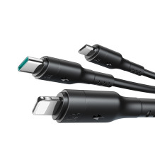 USB kabelis Joyroom S-A61 USB-A to USB-C / Lightning / MicroUSB 3.5A 1.2m juodas