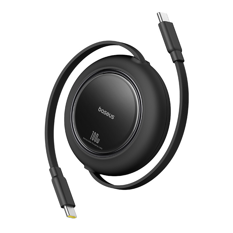 Kabelis USB C - USB C 100W 1 5 m ievelkams melns Free2Pull BASEUS
