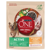PURINA One Mini / Small Active sausas šunų ėdalas, gausus vištienos ir ryžių, 800 g PURINA One Mini / Small Active sausas šunų ėdalas, gausus vištienos ir ryžių, 800 g