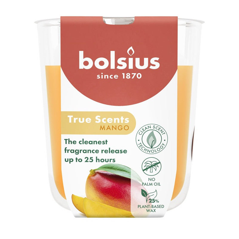 Žvakė, aromatinė Bolsius Happy Mango, 25 h, Oranžinė