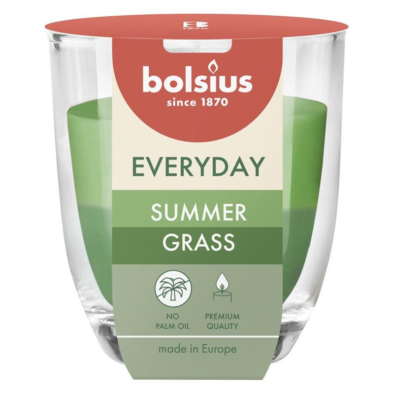 Žvakė, aromatinė Bolsius Summer Grass, 21 h, Žalia