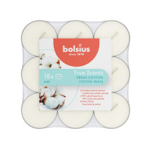 Žvakė, aromatinė Bolsius Fresh Cotton, 4 h, 18 vnt., Balta