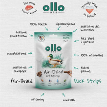 OLLO džiovintos anties juostelės - šunų skanėstas - 80 g OLLO džiovintos anties juostelės - šunų skanėstas - 80 g