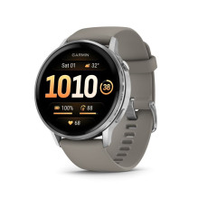 Garmin Venu 4 - 45mm, Silver with Silver Gray Silicone Band sports watch
