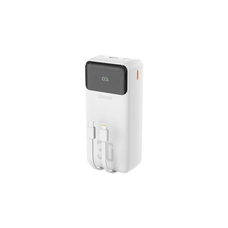 Dudao K15Max 30000mAh PD 22.5W Powerbank with USB-C and Lightning Cables White