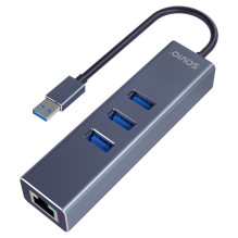 Savio AK-57 USB-A – 3 x USB-A šakotuvas su RJ-45 gigabito eterneto adapteriu, 5000 Mb/s, pilkas, USB 3.2 Gen 1 (3.1 Gen Savio AK-57 USB-A – 3 x USB-A šakotuvas su RJ-45 gigabito eterneto adapteriu, 5000 Mb/s, pilkas, USB 3.2 Gen 1 (3.1 Gen