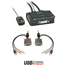 KVM Jungiklis - 2 Port DVI-D USB 2.0 Garso KVM 1920x1200@60Hz KVM Jungiklis - 2 Port DVI-D USB 2.0 Garso KVM 1920x1200@60Hz