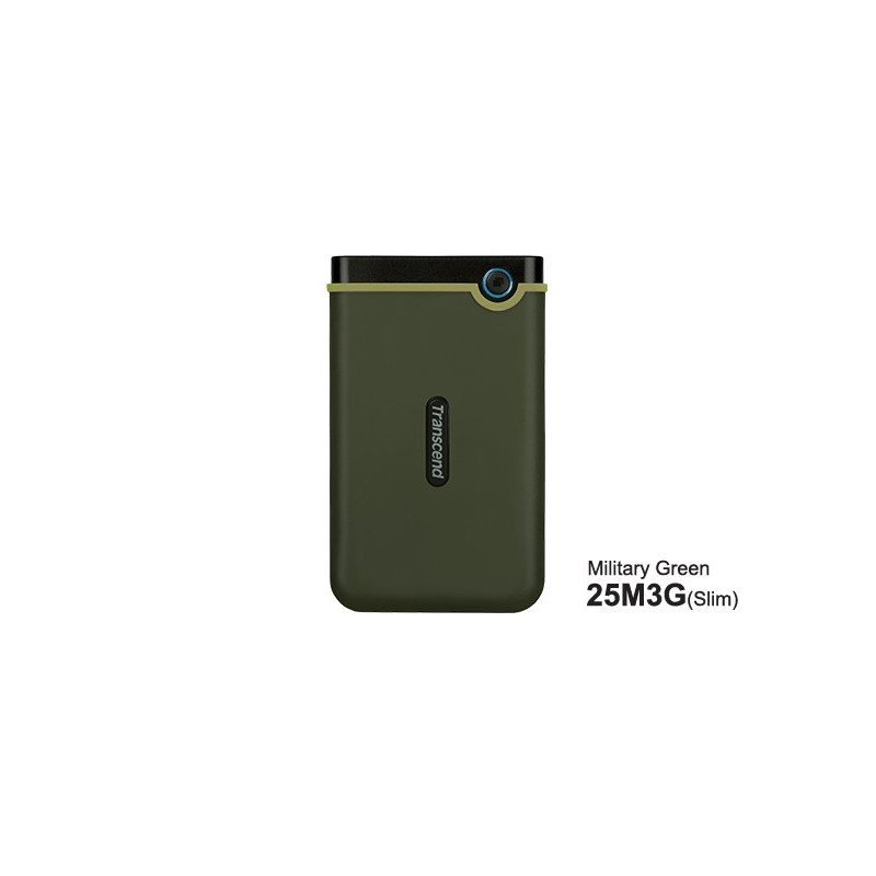 Transcend StoreJet 25M3 - hard disk - 2 TB - external (portable) - 2.5 (6.4 cm) - USB 3.1 Military Green