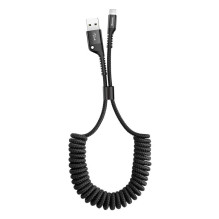 Baseus spyruoklinis laidas „Lightning“ 1 m 2A (juodas)