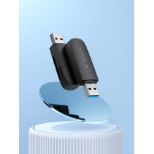 „Vention 2-in-1“ USB 3.0 A kortelių skaitytuvas (SD+TF) su dviem raidėmis, juodas „Vention 2-in-1“ USB 3.0 A kortelių skaitytuvas (SD+TF) su dviem raidėmis, juodas