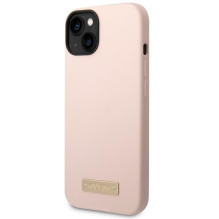 Guess GUHMP14MSBPLP iPhone 14 Plus 6.7 'rožinis / rožinis kietas dėklas, silikoninis logotipas MagSafe