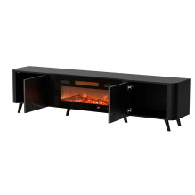Cama RTV spintelė Volare 200 x 39 x 49 cm juoda / San Sebastian + židinys