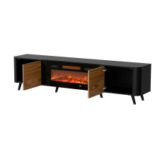 Cama Volare RTV cabinet 200 x 39 x 49 cm black / walnut + fireplace