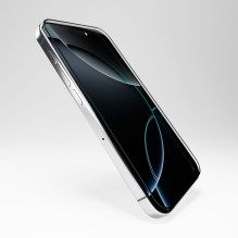 Puro Flexible Glass D3O hibridinis stiklas su juodu rėmeliu, skirtas iPhone 16 Pro