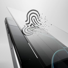 Puro Flexible Glass D3O hibridinis stiklas su juodu rėmeliu, skirtas iPhone 16 Pro