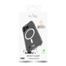 Puro Impact Clear D3O MagSafe silikoninis dėklas, skirtas iPhone 16 Pro – skaidrus