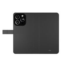 Puro Wallet Nuimamas MagSafe 2in1 PU odinis dėklas su atvartu ir pinigine, skirta iPhone 16 Pro – juoda