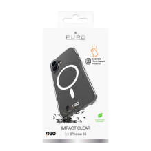 Puro Impact Clear D3O MagSafe silikoninis dėklas, skirtas iPhone 16 – skaidrus