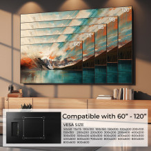 Maclean TV or monitor mount, max. VESA 900x600, 60-120", 120kg, black, MC-750N