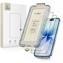 „Tech-Protect Quick Set+“ 2 grūdinto stiklo pakuotė, skirta „iPhone 17“ – juoda