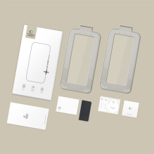 „Tech-Protect Quick Set+“ 2 grūdinto stiklo pakuotė, skirta „iPhone 17 Air“ – juoda