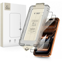 „Tech-Protect Quick Set+“ 2 grūdinto stiklo pakuotė, skirta „iPhone 17 Pro“ – juoda