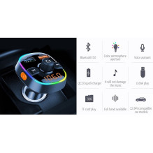 FM modulator for car BC52LQ (RGB LED, QC 3.0, micro SD, hands-free)
