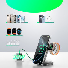 „Joyroom JR-W17 Qi 3-in-1“ belaidis indukcinis įkroviklis – juodas
