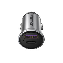 „Vention“ dviejų prievadų USB A+A (30+30) automobilinis įkroviklis, pilkas, mini stiliaus, aliuminio lydinio, „Vention“ dviejų prievadų USB A+A (30+30) automobilinis įkroviklis, pilkas, mini stiliaus, aliuminio lydinio,