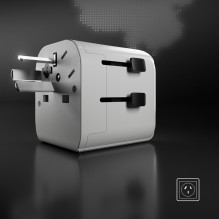 SBS universalus kelioninis adapteris - EU 2xUSB-A - baltas