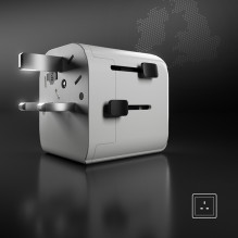SBS universalus kelioninis adapteris - EU 2xUSB-A - baltas