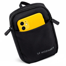 „Wozinsky WMS-W1“ unisex mini pečių krepšys su vandeniui atspariu dviejų skyrių telefonui - juodas „Wozinsky WMS-W1“ unisex mini pečių krepšys su vandeniui atspariu dviejų skyrių telefonui - juodas