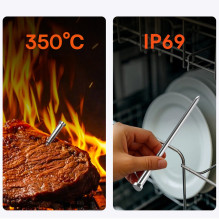 „Meatmeet S Pro“ virtuvės termometras su „Bluetooth“ programėle kepsninei, orkaitei, rūkyklai – pilkas
