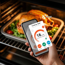 „Meatmeet S Pro“ virtuvės termometras su „Bluetooth“ programėle kepsninei, orkaitei, rūkyklai – pilkas