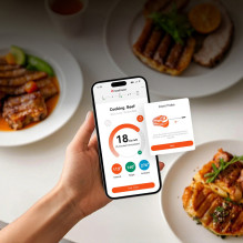 „Meatmeet S Pro“ virtuvės termometras su „Bluetooth“ programėle kepsninei, orkaitei, rūkyklai – pilkas