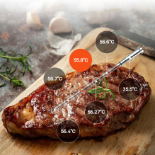 „Meatmeet S Pro“ virtuvės termometras su „Bluetooth“ programėle kepsninei, orkaitei, rūkyklai – pilkas