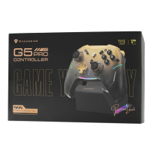 „Machenike G5Pro Premium Edition“ belaidis žaidimų valdiklis su įkrovimo stotele – juodas ir auksinis