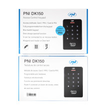 PNI DK150 autonominė prieigos kontrolės klaviatūra, PIN atrakinimas, RFID kortelė, IP65, juoda