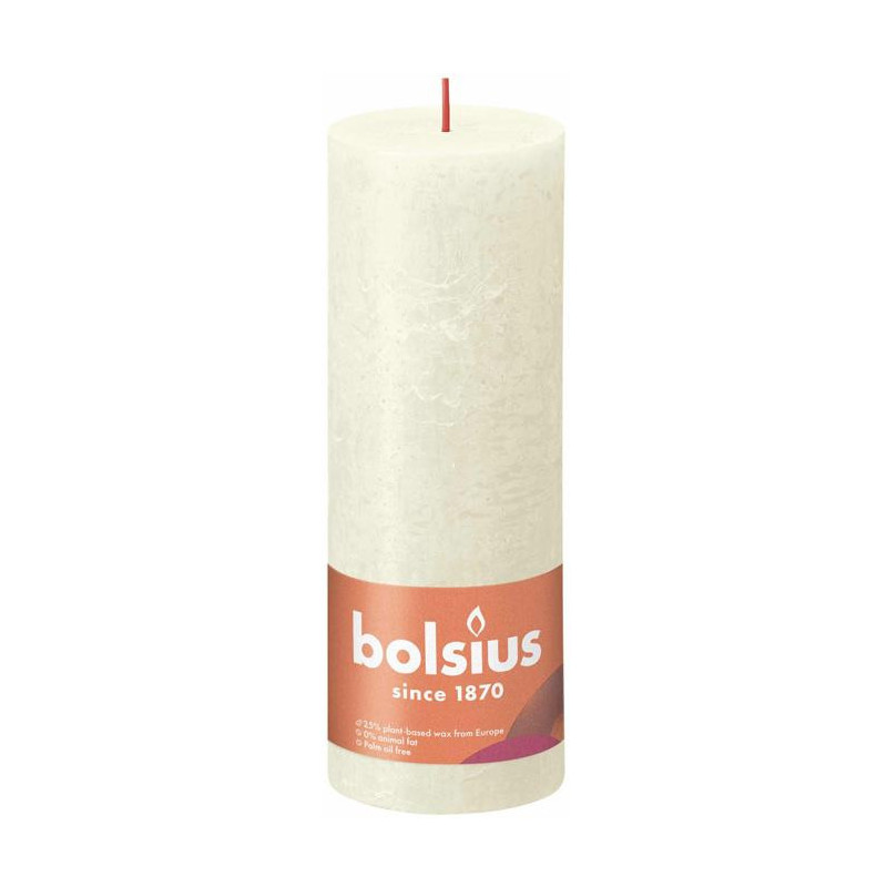 Candle, cylindrical Bolsius Rustic, 19 / 6.8 cm, ivory