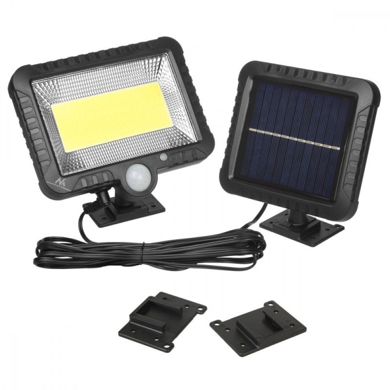 Maclean Energy MCE438 Solar LED Floodlight with motion sensor IP44 5W 400lm 6000K cold white lithium battery 1300 mAh 5.